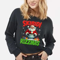 Skibid.I Rizzmas Christmas Rizz Santa Claus Charisma Cool Cropped Pullover Crew
