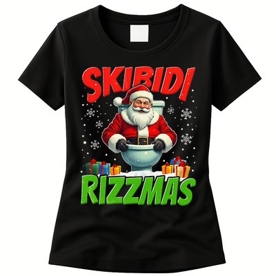 Skibid.I Rizzmas Christmas Rizz Santa Claus Charisma Cool Womens T-Shirt