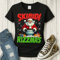 Skibid.I Rizzmas Christmas Rizz Santa Claus Charisma Cool Womens T-Shirt