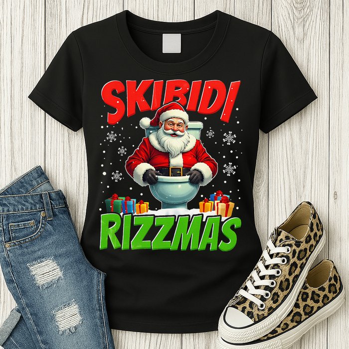 Skibid.I Rizzmas Christmas Rizz Santa Claus Charisma Cool Womens T-Shirt