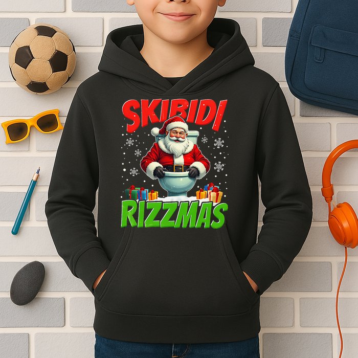 Skibid.I Rizzmas Christmas Rizz Santa Claus Charisma Cool Kids Hoodie