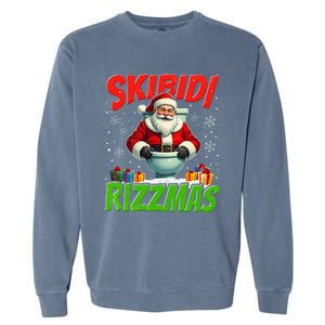 Skibid.I Rizzmas Christmas Rizz Santa Claus Charisma Cool Garment-Dyed Sweatshirt