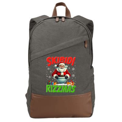 Skibid.I Rizzmas Christmas Rizz Santa Claus Charisma Cool Cotton Canvas Backpack