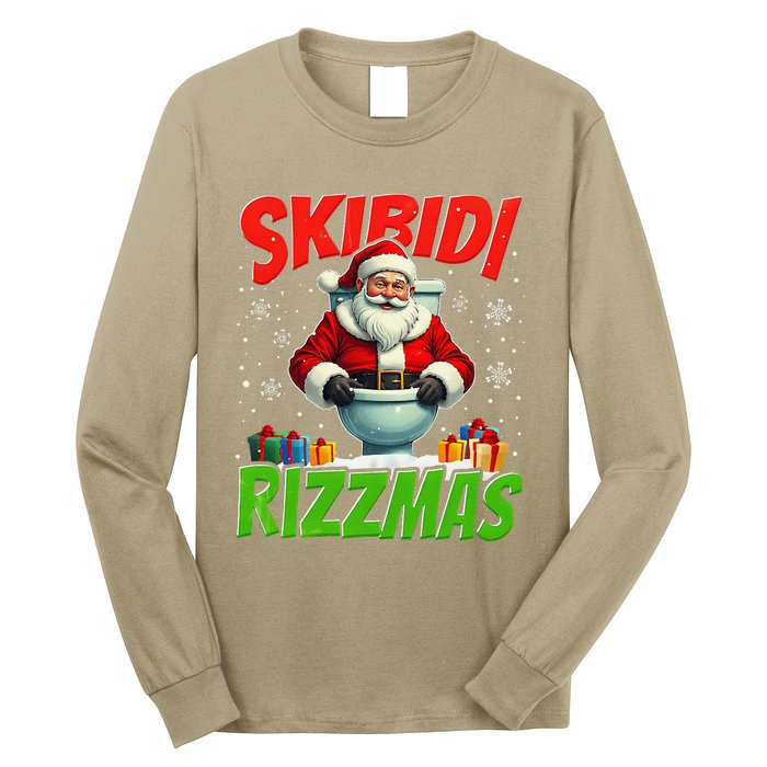 Skibid.I Rizzmas Christmas Rizz Santa Claus Charisma Cool Long Sleeve Shirt