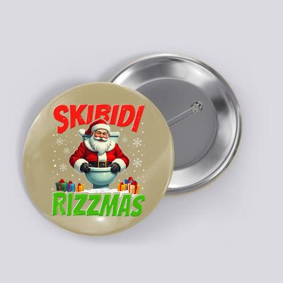 Skibid.I Rizzmas Christmas Rizz Santa Claus Charisma Cool Button