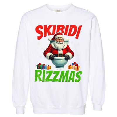 Skibid.I Rizzmas Christmas Rizz Santa Claus Charisma Cool Garment-Dyed Sweatshirt