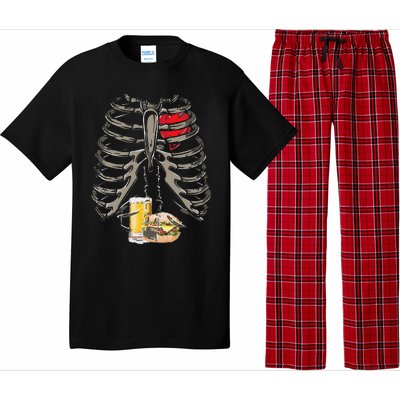 Skeleton Rib Cage Beer Burger Xray Funny Halloween Gift Pajama Set