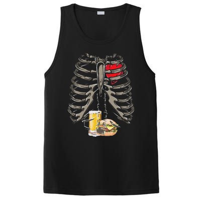 Skeleton Rib Cage Beer Burger Xray Funny Halloween Gift PosiCharge Competitor Tank