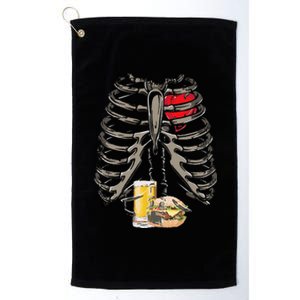 Skeleton Rib Cage Beer Burger Xray Funny Halloween Gift Platinum Collection Golf Towel