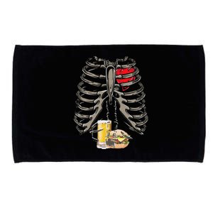 Skeleton Rib Cage Beer Burger Xray Funny Halloween Gift Microfiber Hand Towel