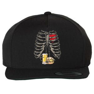 Skeleton Rib Cage Beer Burger Xray Funny Halloween Gift Wool Snapback Cap