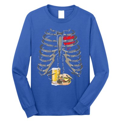 Skeleton Rib Cage Beer Burger Xray Funny Halloween Gift Long Sleeve Shirt