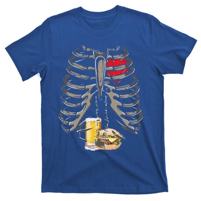 Skeleton Rib Cage Beer Burger Xray Funny Halloween Gift T-Shirt