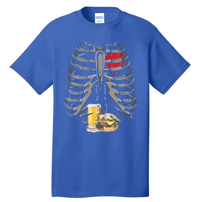 Skeleton Rib Cage Beer Burger Xray Funny Halloween Gift Tall T-Shirt