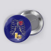 Skeleton Rib Cage Beer Burger Xray Funny Halloween Gift Button