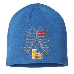 Skeleton Rib Cage Beer Burger Xray Funny Halloween Gift Sustainable Beanie