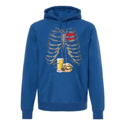 Skeleton Rib Cage Beer Burger Xray Funny Halloween Gift Premium Hoodie