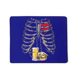 Skeleton Rib Cage Beer Burger Xray Funny Halloween Gift Mousepad