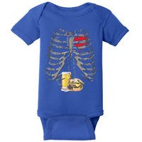 Skeleton Rib Cage Beer Burger Xray Funny Halloween Gift Baby Bodysuit