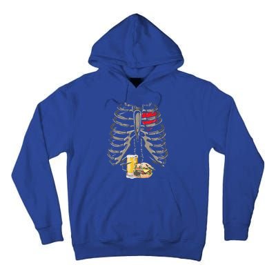 Skeleton Rib Cage Beer Burger Xray Funny Halloween Gift Tall Hoodie