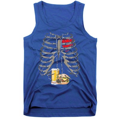 Skeleton Rib Cage Beer Burger Xray Funny Halloween Gift Tank Top