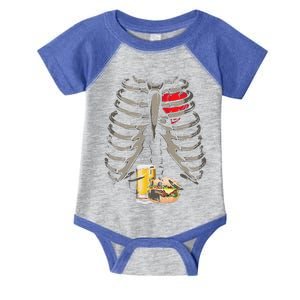 Skeleton Rib Cage Beer Burger Xray Funny Halloween Gift Infant Baby Jersey Bodysuit