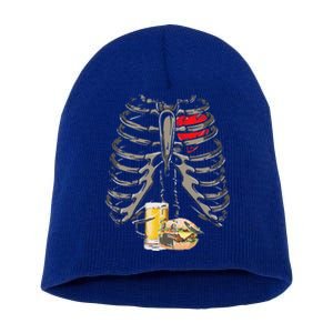 Skeleton Rib Cage Beer Burger Xray Funny Halloween Gift Short Acrylic Beanie