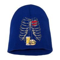 Skeleton Rib Cage Beer Burger Xray Funny Halloween Gift Short Acrylic Beanie