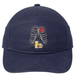 Skeleton Rib Cage Beer Burger Xray Funny Halloween Gift 7-Panel Snapback Hat