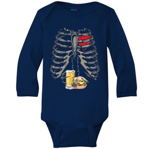 Skeleton Rib Cage Beer Burger Xray Funny Halloween Gift Baby Long Sleeve Bodysuit