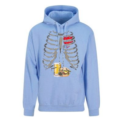 Skeleton Rib Cage Beer Burger Xray Funny Halloween Gift Unisex Surf Hoodie