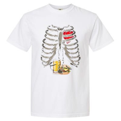 Skeleton Rib Cage Beer Burger Xray Funny Halloween Gift Garment-Dyed Heavyweight T-Shirt