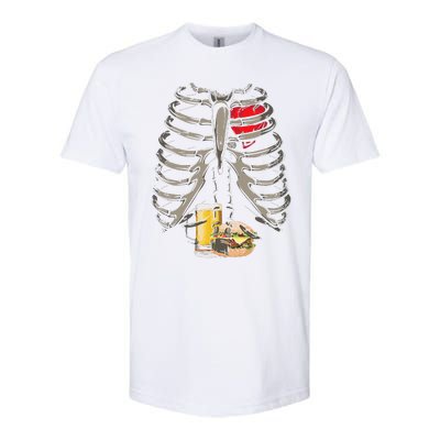 Skeleton Rib Cage Beer Burger Xray Funny Halloween Gift Softstyle CVC T-Shirt