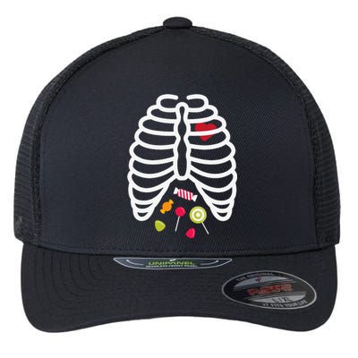 Skeleton Rib Cage Heart Candy Cute Flexfit Unipanel Trucker Cap