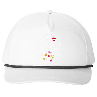 Skeleton Rib Cage Heart Candy Cute Snapback Five-Panel Rope Hat