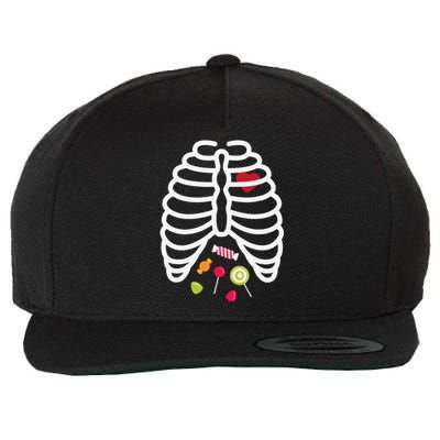 Skeleton Rib Cage Heart Candy Cute Wool Snapback Cap