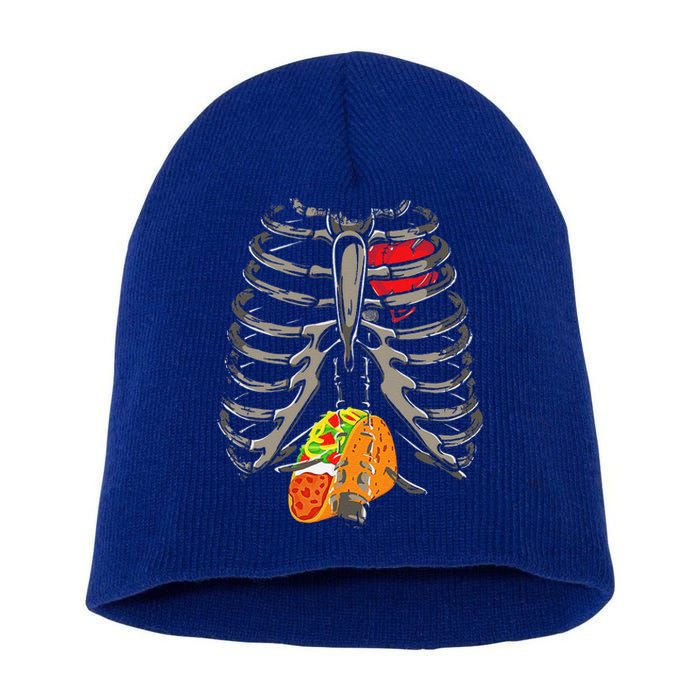 Skeleton Rib Cage Taco Xray Costume Funny Halloween Gift Short Acrylic Beanie