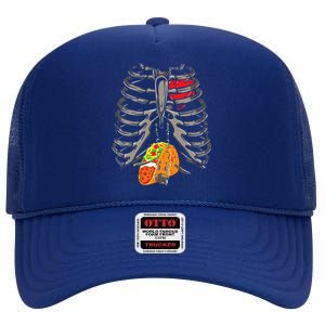 Skeleton Rib Cage Taco Xray Costume Funny Halloween Gift High Crown Mesh Back Trucker Hat