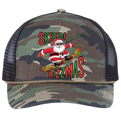 Skbidi Rizzmas Christmas Xmas Holiday Santa Claus Snowboard Retro Rope Trucker Hat Cap