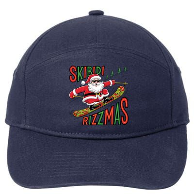 Skbidi Rizzmas Christmas Xmas Holiday Santa Claus Snowboard 7-Panel Snapback Hat