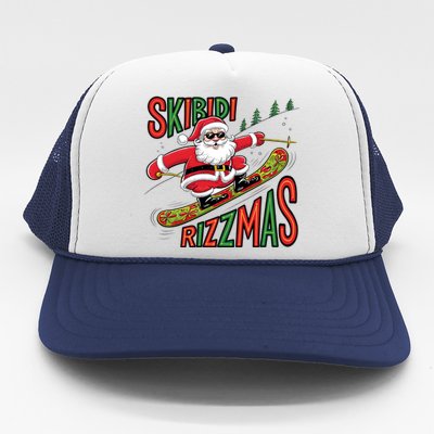 Skbidi Rizzmas Christmas Xmas Holiday Santa Claus Snowboard Trucker Hat