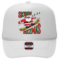 Skbidi Rizzmas Christmas Xmas Holiday Santa Claus Snowboard High Crown Mesh Back Trucker Hat