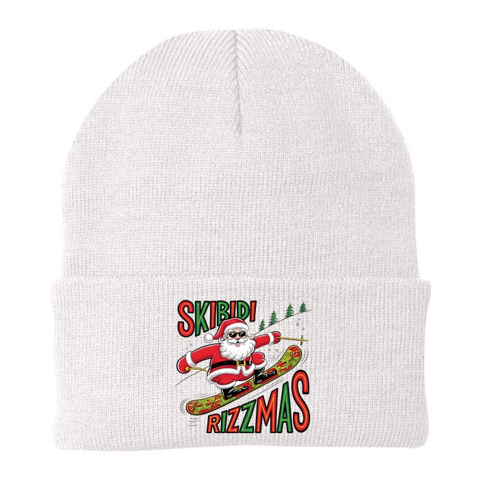 Skbidi Rizzmas Christmas Xmas Holiday Santa Claus Snowboard Knit Cap Winter Beanie