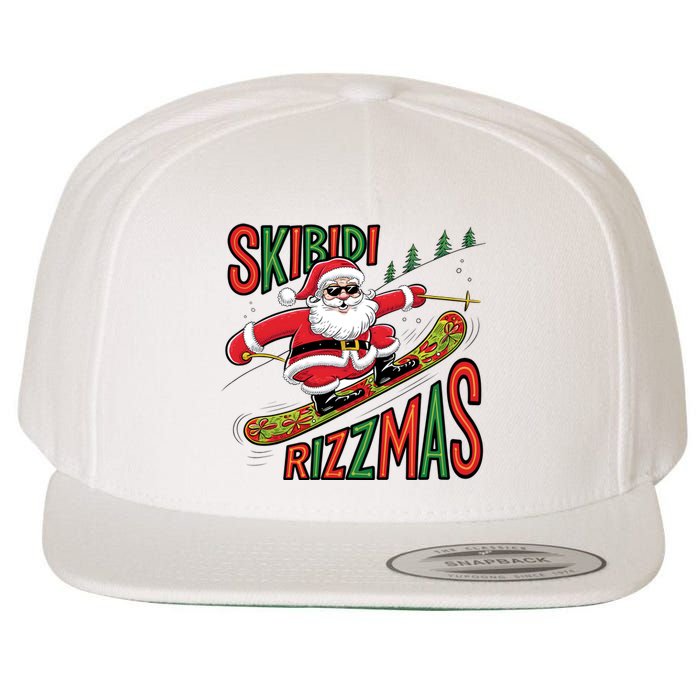 Skbidi Rizzmas Christmas Xmas Holiday Santa Claus Snowboard Wool Snapback Cap