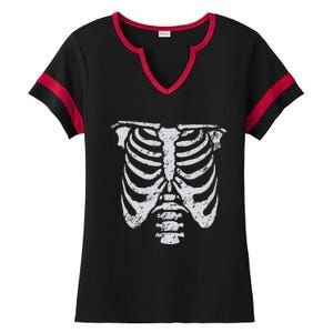 Skeleton Rib Cage Flower Easy Halloween Costume Ladies Halftime Notch Neck Tee