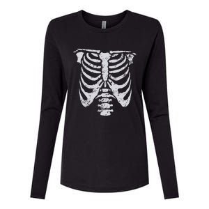 Skeleton Rib Cage Flower Easy Halloween Costume Womens Cotton Relaxed Long Sleeve T-Shirt