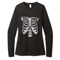 Skeleton Rib Cage Flower Easy Halloween Costume Womens CVC Long Sleeve Shirt