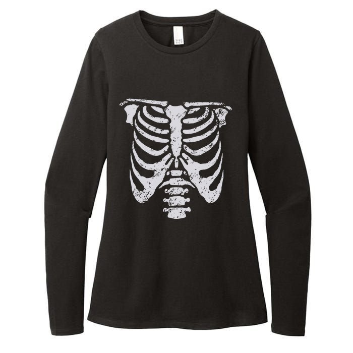 Skeleton Rib Cage Flower Easy Halloween Costume Womens CVC Long Sleeve Shirt