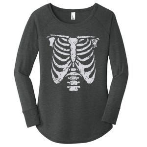 Skeleton Rib Cage Flower Easy Halloween Costume Women's Perfect Tri Tunic Long Sleeve Shirt