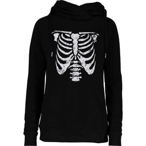 Skeleton Rib Cage Flower Easy Halloween Costume Womens Funnel Neck Pullover Hood